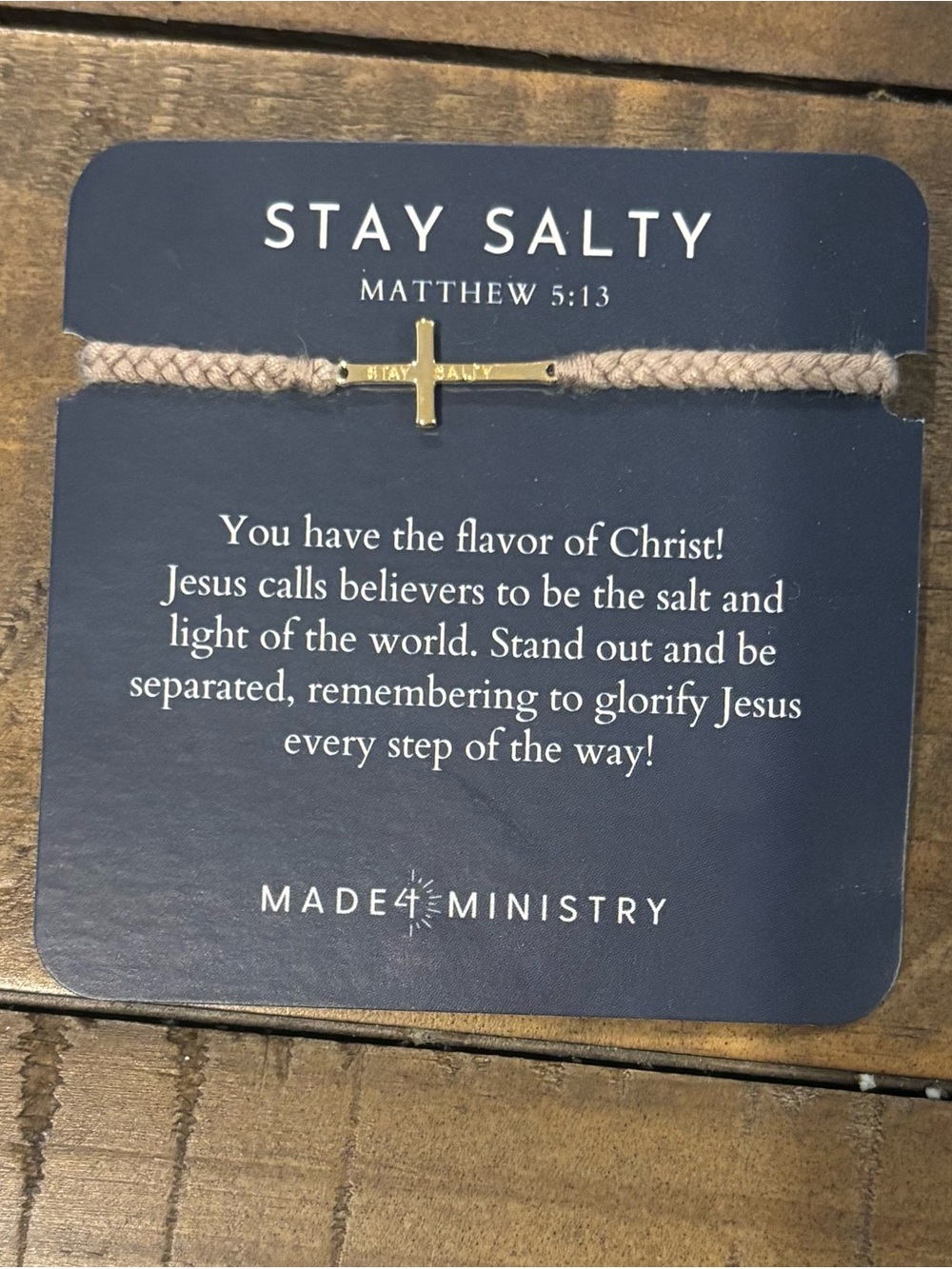NEW Rizen Jewelry Made 4 Ministry Collection Stay Salty Braided Cross Bracelet